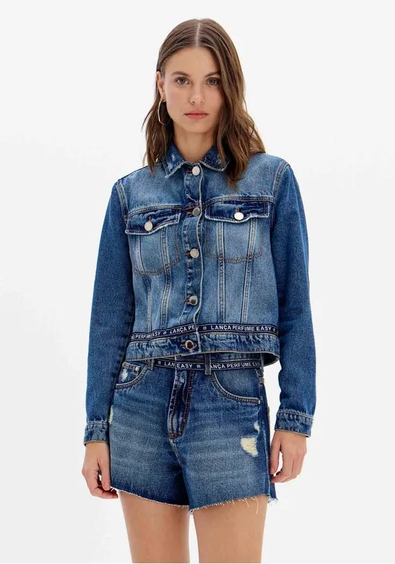 Jaqueta Lança Perfume Jeans Trucker Com Bolso 111492