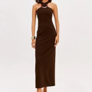 Vestido Super Midi Com Aviamento