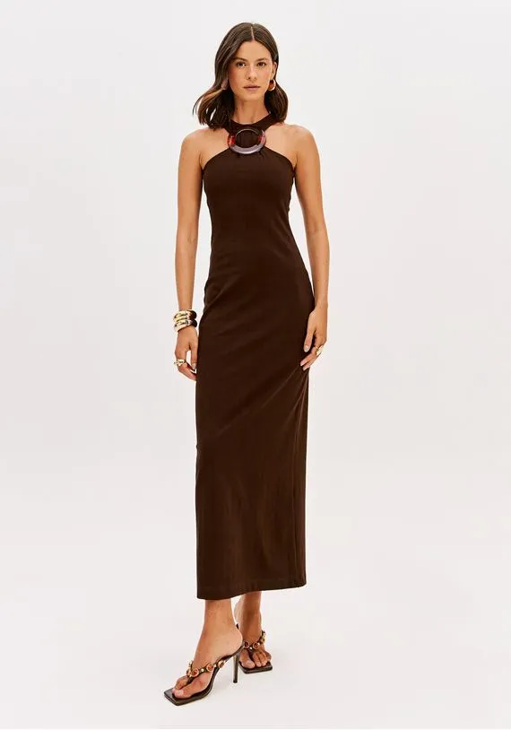 Vestido Super Midi Com Aviamento