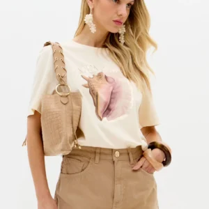 T-shirt De Mangas Curtas Com Estampa